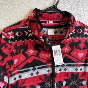 Vera Bradley Women's Fleece Jacket Nordic Stripe Red Size X-Small Festive Skiing